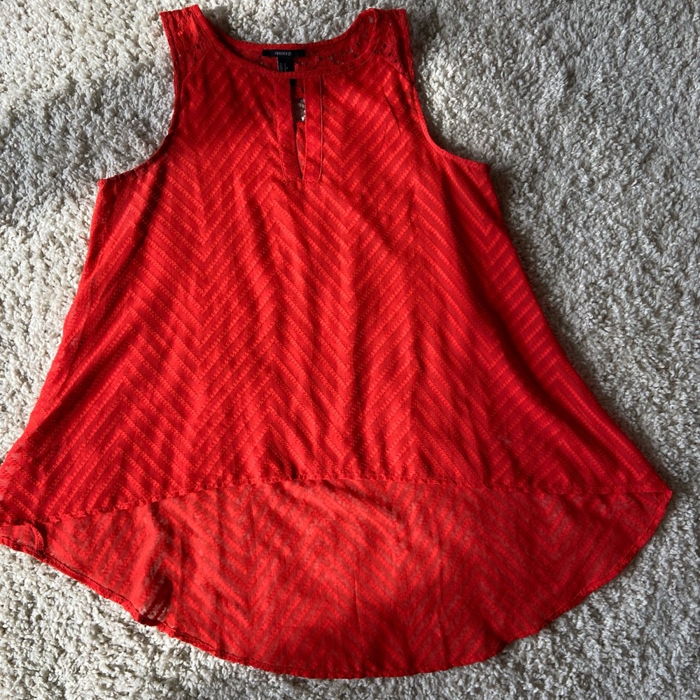 Forever 21 Red Asymmetrical Relaxed Tank Top